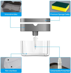 2-in-1 Soap Dispenser with Sponge Holder for Kitchen Sink