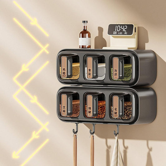Wall Mounted Spice Rack | Transparent Seasoning & Condiment Storage Box