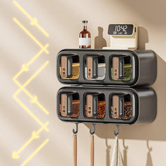 Wall Mounted Spice Rack | Transparent Seasoning & Condiment Storage Box