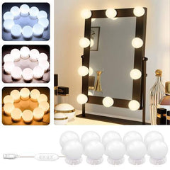 10-Bulb LED Vanity Mirror Light Kit | 3 Light Modes, USB Powered