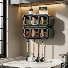 Wall Mounted Spice Rack | Transparent Seasoning & Condiment Storage Box