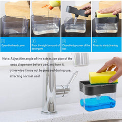 2-in-1 Soap Dispenser with Sponge Holder for Kitchen Sink