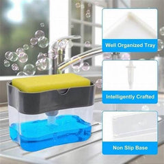 2-in-1 Soap Dispenser with Sponge Holder for Kitchen Sink