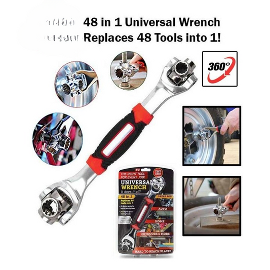 48-in-1 Universal Multi-Function Wrench | 360° Rotary Adjustable Spanner for Nuts & Bolts