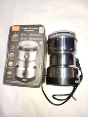 Coffee grinder with packaging on a white background