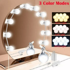 10-Bulb LED Vanity Mirror Light Kit | 3 Light Modes, USB Powered