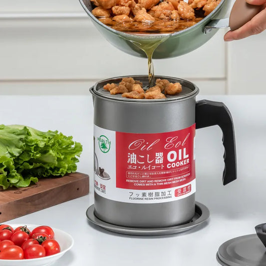 Kitchen Oil Filter Pot 1.4L | Reusable Cooking Oil Strainer & Storage Container