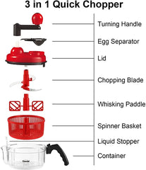 Manual Vegetable Chopper with Pull Handle | Multifunction Quick Onion & Salad Chopper