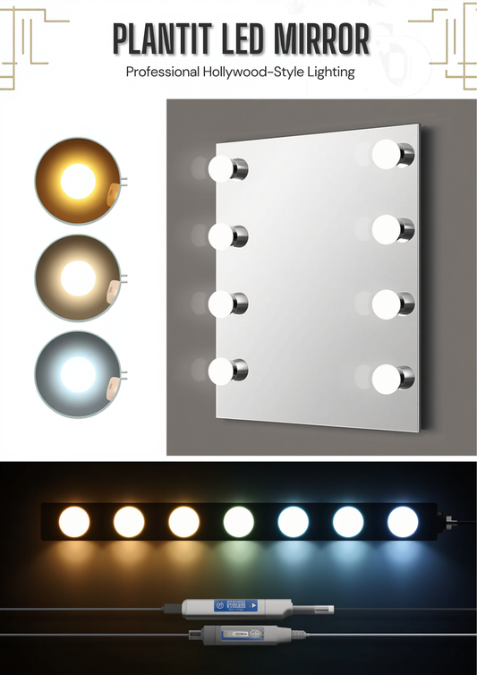 10-Bulb LED Vanity Mirror Light Kit | 3 Light Modes, USB Powered
