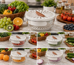 Fruit & Vegetable Drain Basket | Fruit Washing Basket With Lid Portable | Kitchen Storage Box and Container