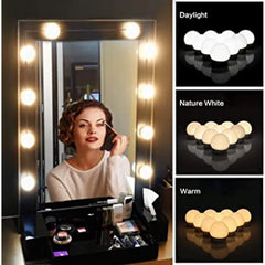 10-Bulb LED Vanity Mirror Light Kit | 3 Light Modes, USB Powered