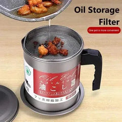 Kitchen Oil Filter Pot 1.4L | Reusable Cooking Oil Strainer & Storage Container